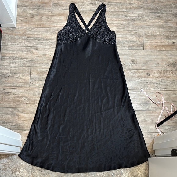 Vintage Oscar De La Renta Elegant Black Lace Nightgown Slip Size Large - Picture 1 of 11